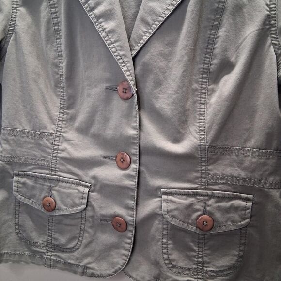 Blazer Utility Y2K Office Siren Safari Casual Vintage 00s SZ-L COTTON 98% - Picture 5 of 9